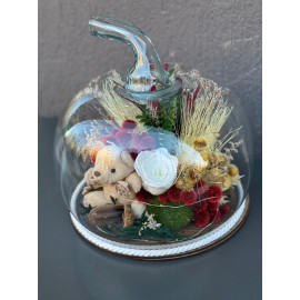 ÖZEL TASARIM ELMA BEYAZ IŞIKLI SOLMAYAN GÜL